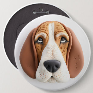 Bóton Redondo 15.24cm Cachorro Basset Hound Inspirado em 3D