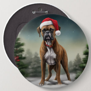 Bóton Redondo 15.24cm Cachorro Boxer na Neve Natal