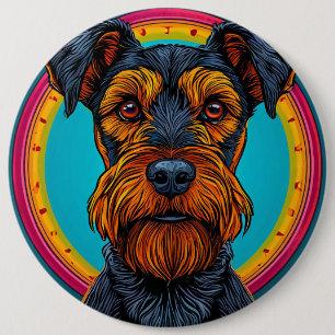Bóton Redondo 15.24cm Cachorro com Design de Fundo Circular Vibrante