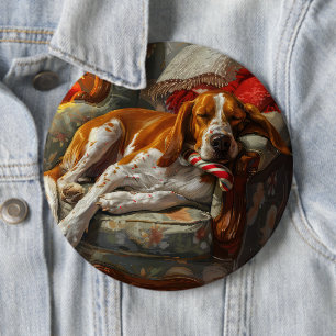 Bóton Redondo 15.24cm Cachorro Foxhound Americano de Natal Festivo