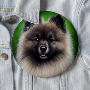 Bóton Redondo 15.24cm Cachorro Keeshond na Rua.