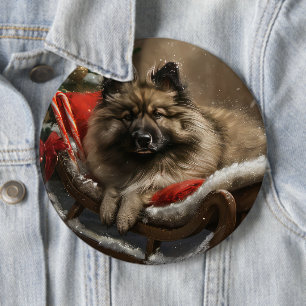 Bóton Redondo 15.24cm Cachorro Keeshond Natal Festivo