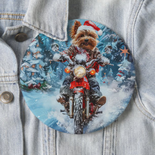 Bóton Redondo 15.24cm Cachorro Terrier Biewer andando de motocicleta Nat