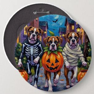Bóton Redondo 15.24cm Cães Boxer Pedindo Doces ou Travessuras em Fantasi