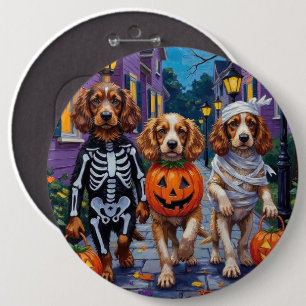 Bóton Redondo 15.24cm Cães Cocker Spaniel Fazendo Doce ou Travessura no