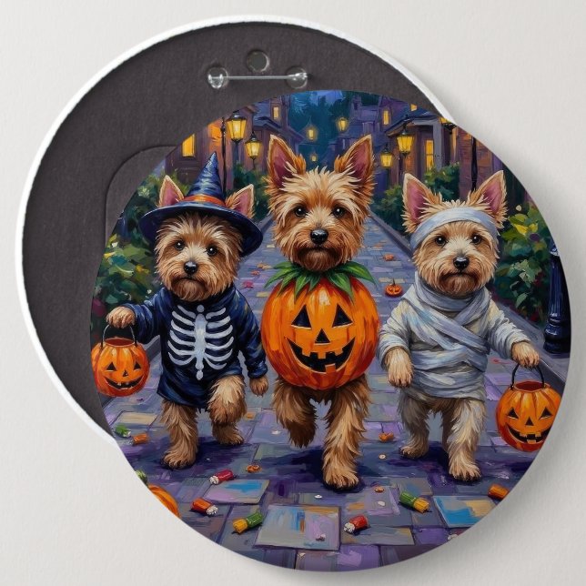 Bóton Redondo 15.24cm Cairn Terrier Trick-or-Tratating Halloween Costume (Frente & Verso)