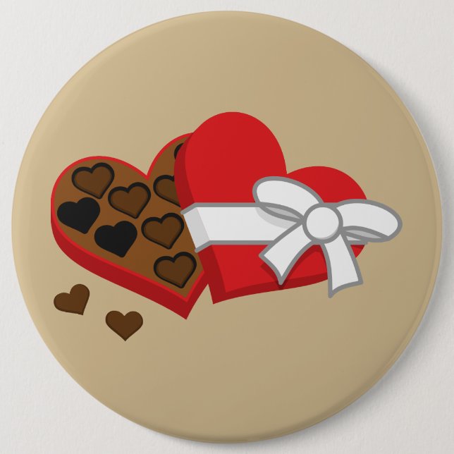 Bóton Redondo 15.24cm Caixa de Presente de Chocolate Cardíaco - Dia de o (Frente)