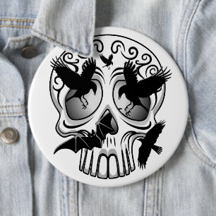 Bóton Redondo 15.24cm Calaveras Decorativas do Halloween