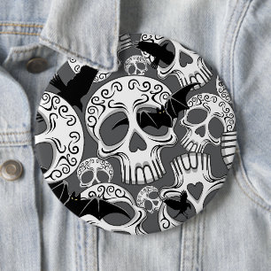 Bóton Redondo 15.24cm Calaveras Decorativas do Halloween