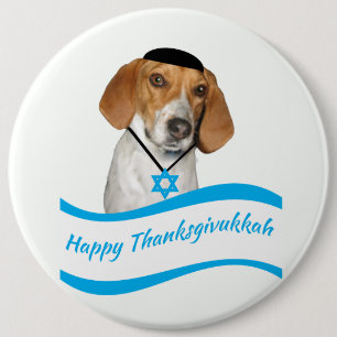 Bóton Redondo 15.24cm Cão de cão engraçado do botão de Thanksgivukka