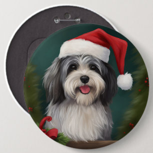 Bóton Redondo 15.24cm Cão Havanês na Neve Natal