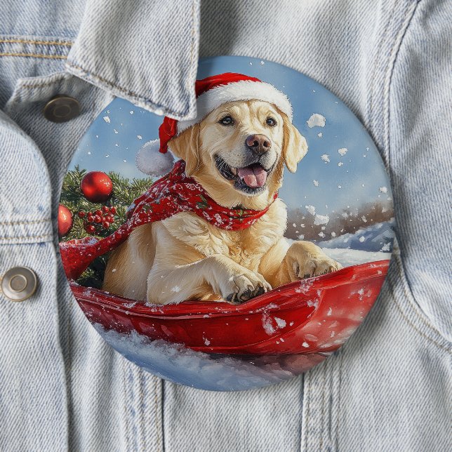 Bóton Redondo 15.24cm Cão Labrador em Trenó Deixe Nevar Natal (In Situ)