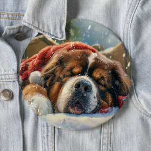 Bóton Redondo 15.24cm Cão Mastim Tibetano Natal Festivo