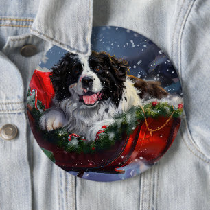 Bóton Redondo 15.24cm Cão Terra Nova Natal Festivo