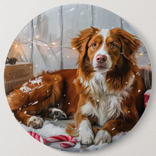Bóton Redondo 15.24cm Cão Toller de Pato da Nova Escócia Festa de Natal