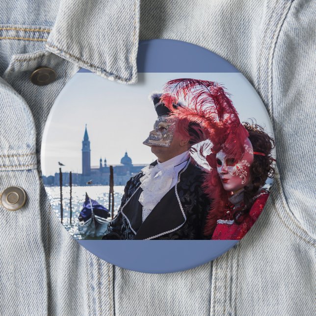 Bóton Redondo 15.24cm Casal de máscaras de carnaval (In Situ)