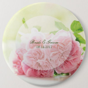 Bóton Redondo 15.24cm Casamento de Rosa de Verão Rosa Elegante