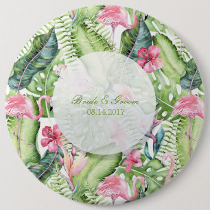 Bóton Redondo 15.24cm Casamento Tropical de Praia Aloha Flamingo
