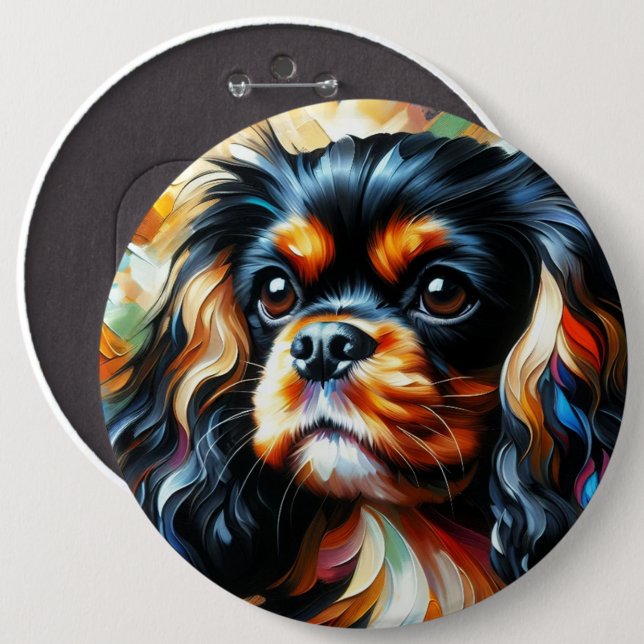 Bóton Redondo 15.24cm Cavalier King Charles Spaniel Dog Acrylic Print (Frente & Verso)