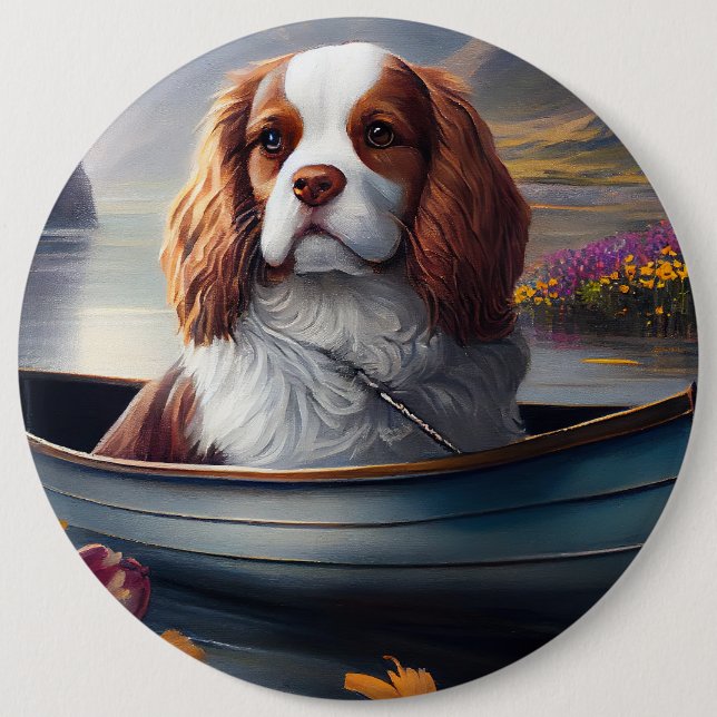 Bóton Redondo 15.24cm Cavalier King em um Paddle: Uma aventura cênica (Frente)