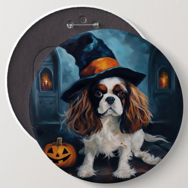 Bóton Redondo 15.24cm Cavalier King Pumpkins Halloween Scary (Frente & Verso)