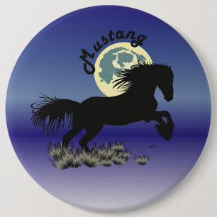 Bóton Redondo 15.24cm Cavalo selvagem para amante de cavalo Button