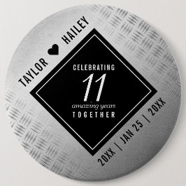 Bóton Redondo 15.24cm Celebração do Aniversário do Casamento de Aço Eleg