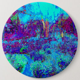 Bóton Redondo 15.24cm Cena de Jardim Azul Impressionista Psicodélico