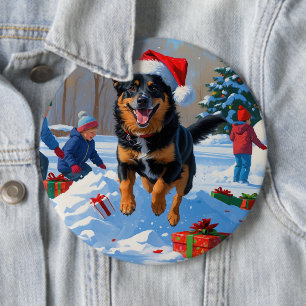 Bóton Redondo 15.24cm Cena de Neve Festiva de Natal com Malinoi Belga