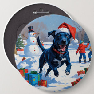 Bóton Redondo 15.24cm Cena de neve festiva de Natal do Blue Heeler