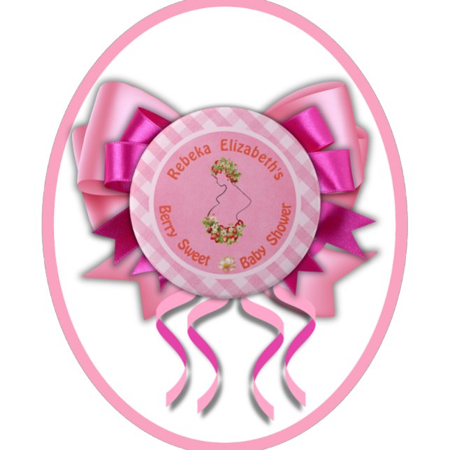 Bóton Redondo 15.24cm Chá de Bebê Rosa Xadrez Doce Fruta (An idea how to embellish this button. )