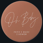 Bóton Redondo 15.24cm Chá de fraldas de terracotta moderna e mínima<br><div class="desc">O chá de fraldas escreve o terracota natural boêmico moderno e o design do botão de apodrecimento do partido elegante branco. Ideal design de festa mínima de chá de fraldas contemporânea.</div>