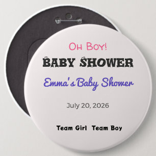 Bóton Redondo 15.24cm Chaveiro de Baby Shower   Time Menina   Time Menin