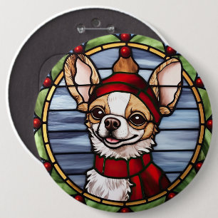 Bóton Redondo 15.24cm Chihuahua Sied Glass Christmas