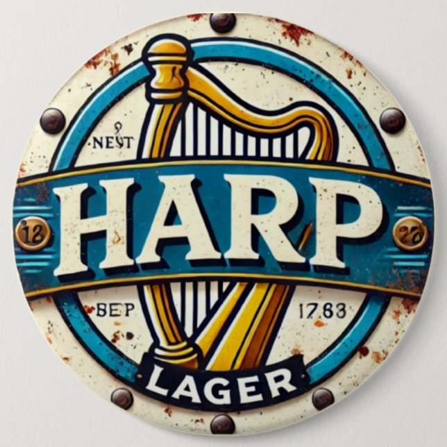 Bóton Redondo 15.24cm Classic Harp Lager Beer Logo Round (Frente)
