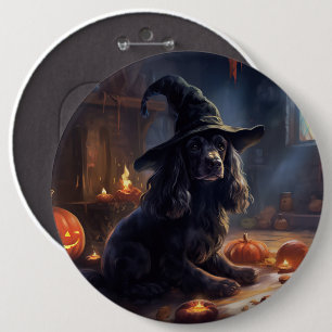 Bóton Redondo 15.24cm Cocker Spaniel Abóboras Dia das Bruxas Assustador
