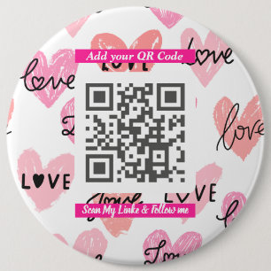 Bóton Redondo 15.24cm Código QR “Scan Me” Minimalista, Acessório Simples