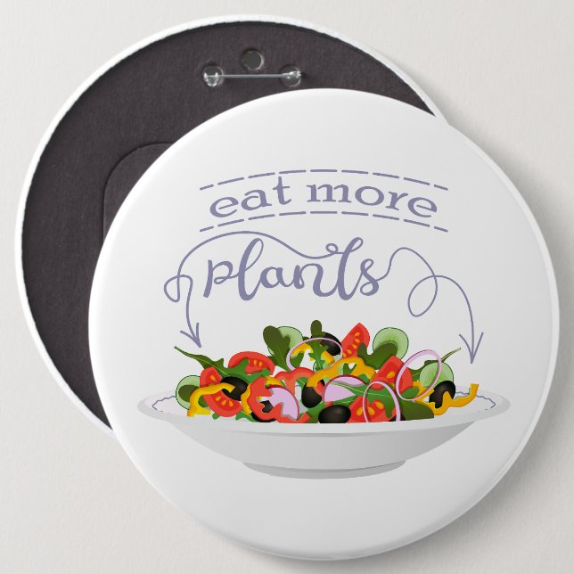 Bóton Redondo 15.24cm Coma mais plantas com cartazes de motivação de sal (Frente & Verso)