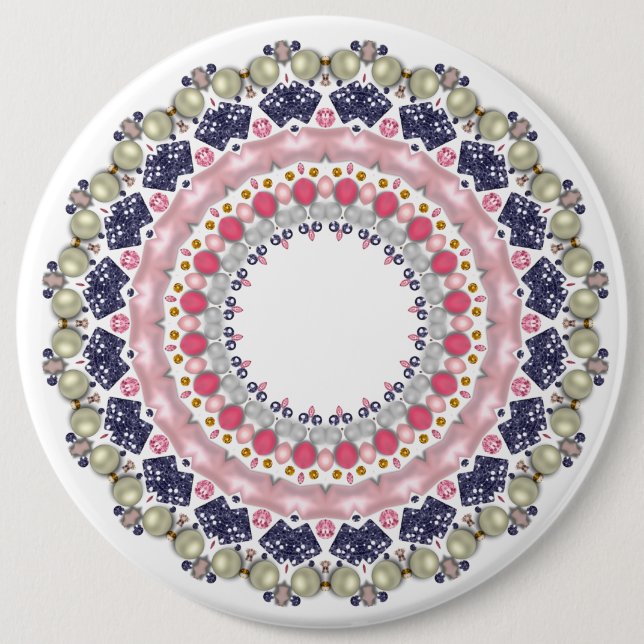 Bóton Redondo 15.24cm Condecoração de pérolas (Frente)