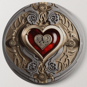 Bóton Redondo 15.24cm Coração Steampunk - Amor Mecânico insípido