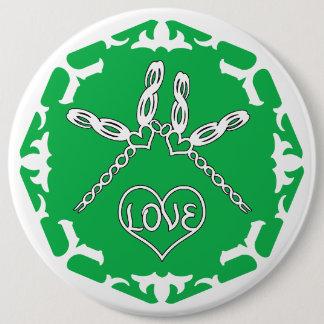 Bóton Redondo 15.24cm Coração Verde Chakra "Amor" Libélulas Fundo Branco