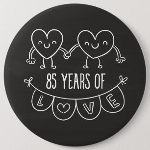 Bóton Redondo 15.24cm Corações Gift Chalk do 85º aniversário