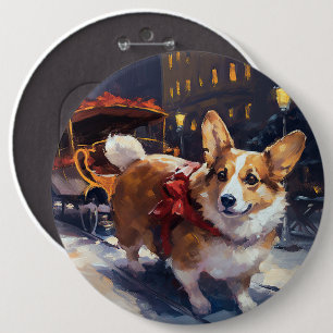 Bóton Redondo 15.24cm Corgi Christmas Fesason Season