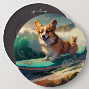Bóton Redondo 15.24cm Corgi  Pintura de Surf na Praia