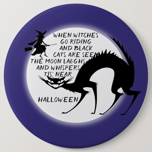 Bóton Redondo 15.24cm Cota das Bruxas e Gatos Negros (Frente)