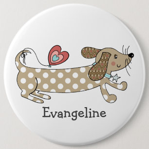 Bóton Redondo 15.24cm Crachá Personalizado de Dachshund de Cão