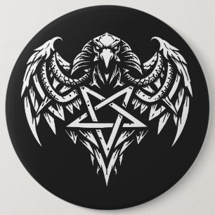 Bóton Redondo 15.24cm Cráneo Pentagrama Tribal por BurnsInhell