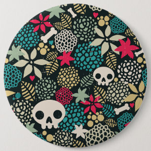 Bóton Redondo 15.24cm Crânio nas flores