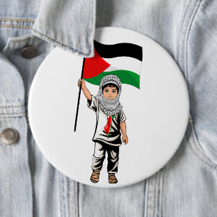 Bóton Redondo 15.24cm Criança com a bandeira Keffiyeh Palestine