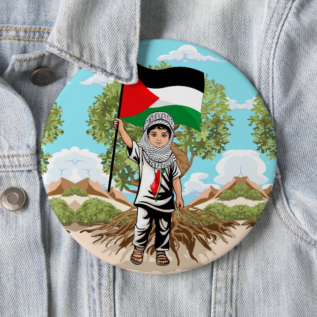 Bóton Redondo 15.24cm Criança com a bandeira Keffiyeh Palestine (In Situ)